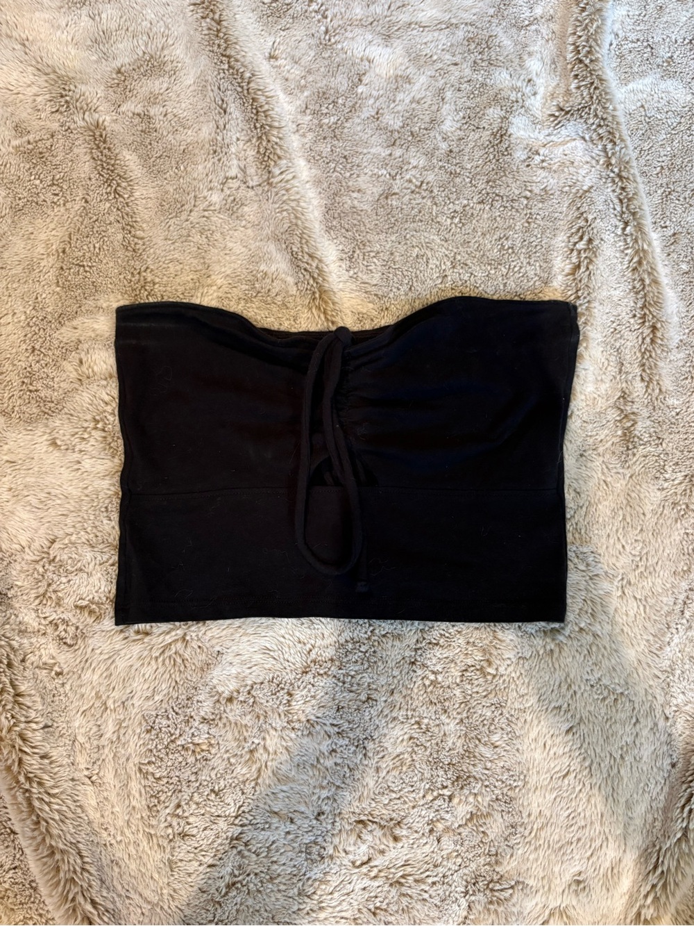 Hollister Black Strapless Ruched Tube Top with Front Tie